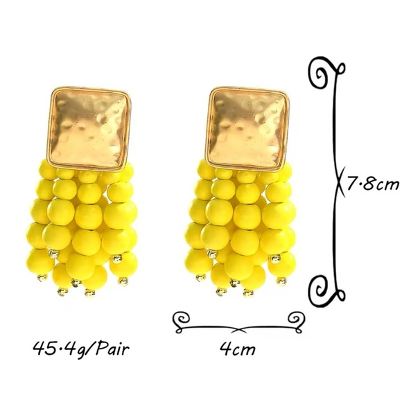 Zara Cascade Beaded Gold and Yellow Beaded Earrings - Picture 8 of 8